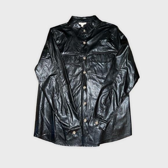 Aaron & Amber faux leather button down shirt. Medium. NWT - Picture 2 of 2